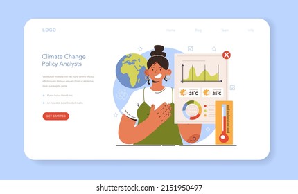 Diverse women in science. Female climate change policy analyst evaluate scientific data and research about the climate change, monitor the environment pollution. Flat vector illustration