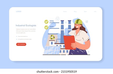 Diverse women in science. Female industrial ecologist performing laboratory and field test to monitor the environment, measure and investigate sources of pollution. Flat vector illustration