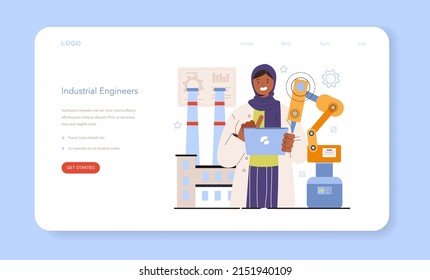 Diverse women in technology and engineering concept. Female industrial engineer improve processes or design efficient mechanical systems or product. Flat vector illustration