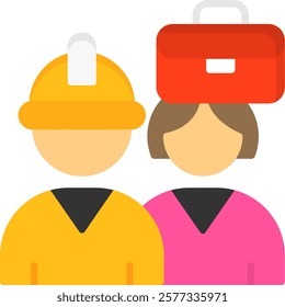 Diverse Work Environment Flat Style Icon Design