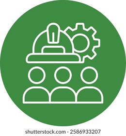 Diverse Workforce Outline Circle Style Icon Design