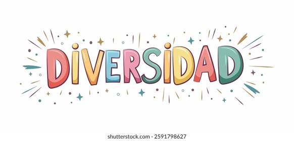 Diversidad Diversity spanish text, design title header fun letters equality theme horizontal lettering