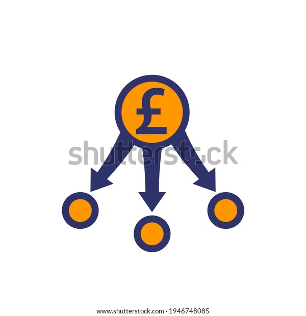 diversification,\
diversified investments icon with\
pound