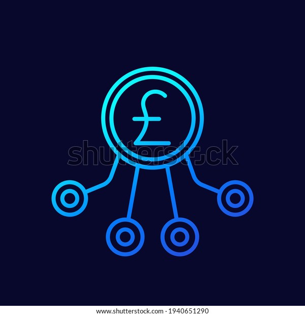 diversification, diversified investments line\
vector icon with\
pound