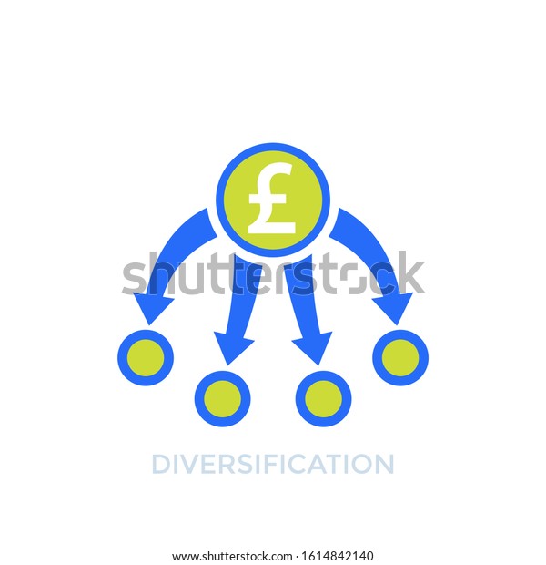 diversification,\
diversified portfolio icon with\
pound