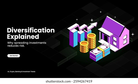 Diversification Explained – Risk Management and Portfolio Strategy Illustrated with Stocks, Bonds, and Asset Distribution Charts | Investment Guide Vector Design
