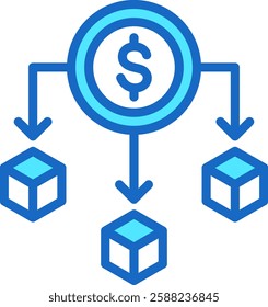 Diversification Icon Blue Color Vector Illustration