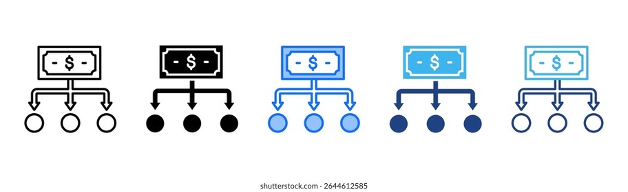Diversification icon set multiple style collection
