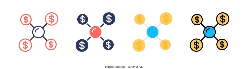 Diversification Multi Style Icon Set Vector