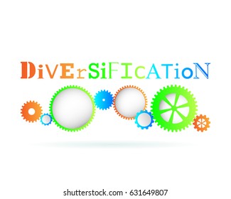 Diversification word above modern gear wheels