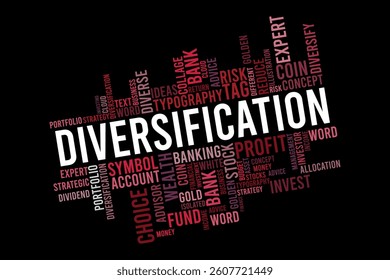 diversification  word cloud template. Business concept vector background defarance keword collurful design.