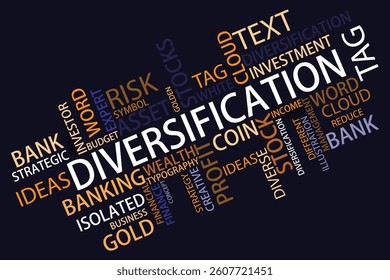 diversification  word cloud template. Business concept vector background defarance keword collurful design.