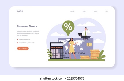 Diversified Financial Industry Web Banner Or Landing Page. Financial Company Providing Financial Operation, Product And Service. Customer Account Maintenance. Vector Illustration