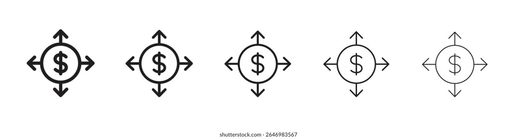 Diversified investment icon thin flat outline style vector sign