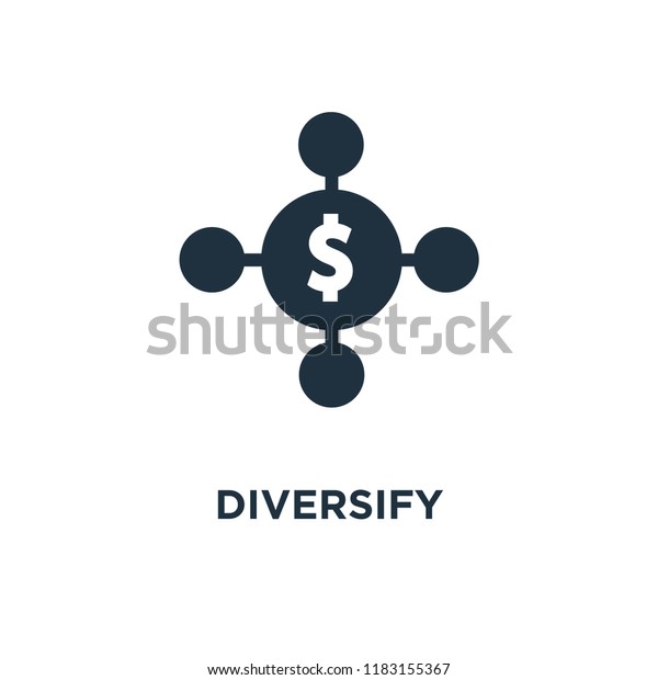 Diversify\
icon. Black filled vector illustration. Diversify symbol on white\
background. Can be used in web and\
mobile.