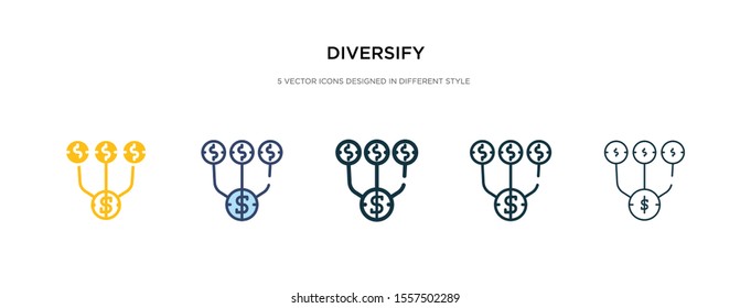 diversify icon in different style vector illustration. two colored and black diversify vector icons designed in filled, outline, line and stroke style can be used for web, mobile, ui