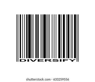 Diversify word and barcode icon