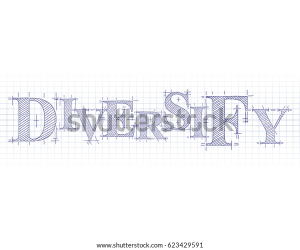 Diversify Word Technical Drawing On Graph Stock Vector