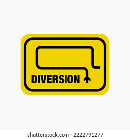 Diversion ahead vector icon. Diversion typography plats.