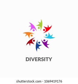 diversity active people circle colorful vector logo