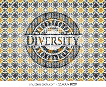Diversity arabesque style emblem. arabic decoration.