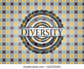 Diversity arabic badge background. Arabesque decoration.