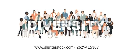 Diversity banner. Different people stand side by side together.	