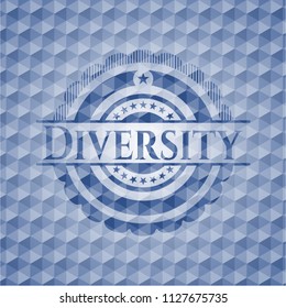 Diversity blue hexagon badge.