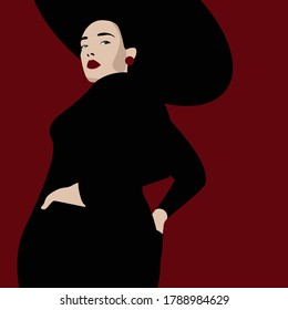 Diversidad - Más tamaño es hermoso - elegante más tamaño mujer vestida de negro y sombrero