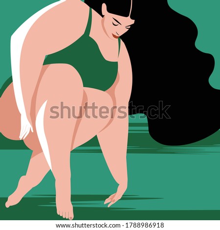 Diversity - Body Positive -  Plus Size is Beautiful - beautiful plus size brunette wearing swimsuit
