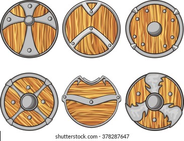 Diversity cartoon of shield set isolated on white for game element
