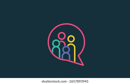 Diversity Chat design logo, people talking family together human unity chat bubble logo vector icon	
