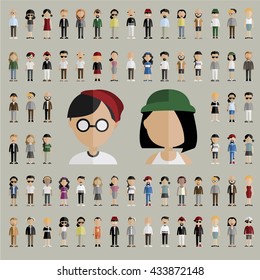 Diversity Community People Flat Design Icons Concept