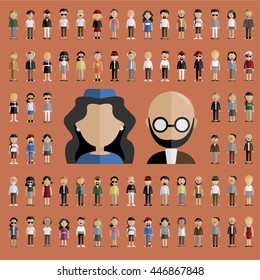 Diversity Community People Flat Design Icons Concept