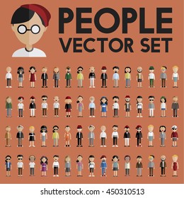 Diversity Community People Flat Design Icons Concept