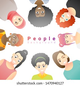 Diversity concept background , group of happy multi ethnic women , vector , illustration