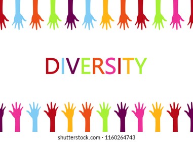 Diversity concept design, hands up and down