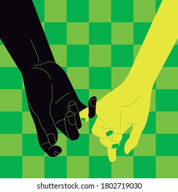 Diversity Couple - couple holding hands - man and woman hand