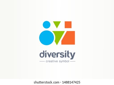 Diversity creative symbol concept. Different shape people, multiethnic community abstract business logo idea. Partnership, friends icon. Corporate identity logotype, company graphic design tamplate
