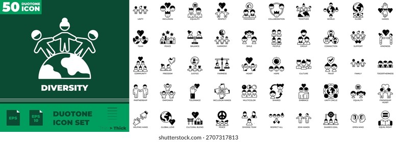 Conjunto de iconos editables de duotono de diversidad