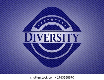 Diversity emblem with jean texture. Vector Illustration. Detailed. 