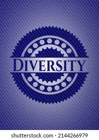 emblema de la diversidad con textura jean. Ilustración vectorial. Detallado. 