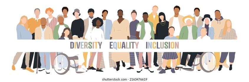 Diversity, Equality, Inclusion banner. Flat vector illustration. - Shutterstock ID 2163476619