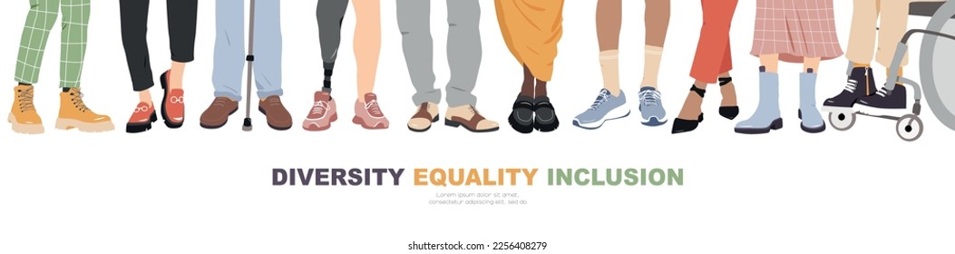 Diversity, Equality, Inclusion banner. Flat vector illustration.