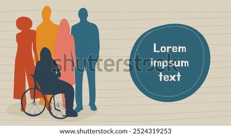 Diversity equality inclusion belonging. Group of multicultural men and women. Silhouette people of diverse cultures. DEIB concept. Editable cover banner
