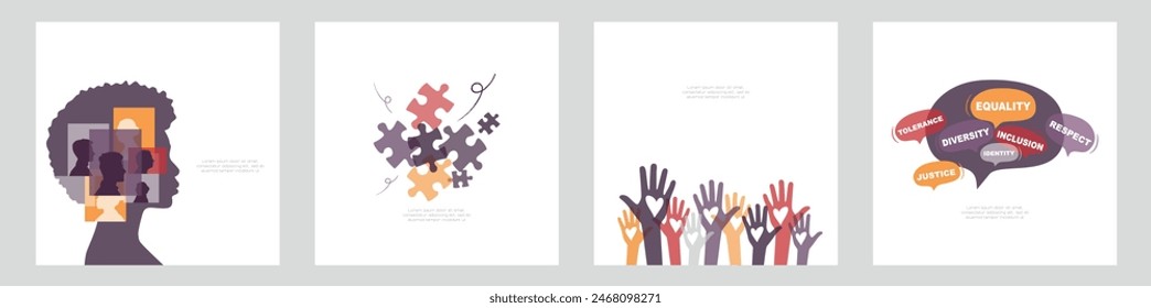 Diversity, Equality, Inclusion. Set of social banners. 