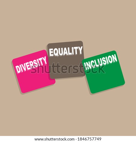 Diversity, Equality, Inclusion text isolated on brown background