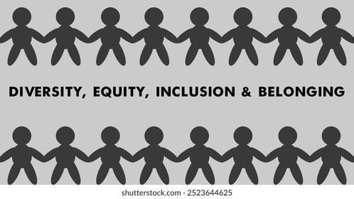 Diversity, equity, inclusion and belonging human figure art poster for print.  Wall interior decoration color art business motivation.