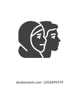 Icono de vector étnico de la diversidad. signo plano relleno para concepto móvil y diseño web. Icono de glifo de diversidad étnica. Símbolo, ilustración del logotipo. Gráficos vectoriales