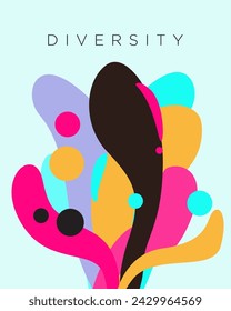 Diversity fluid multi color illustration vector background artwork poster print art template editable